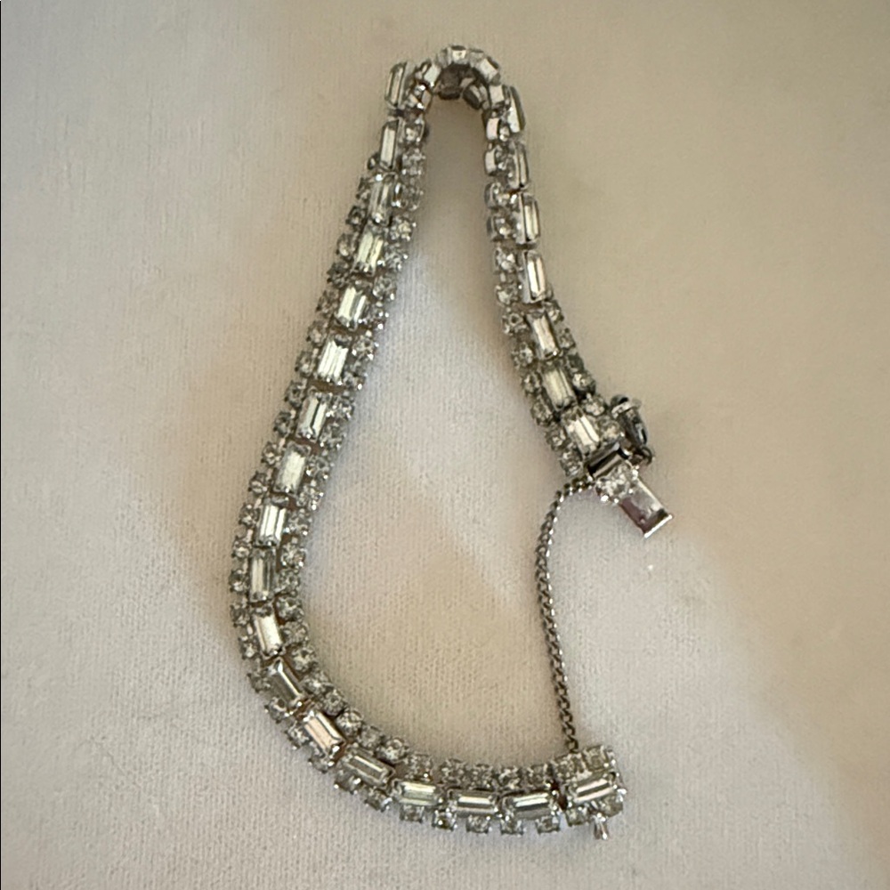 Vintage Silver Crystal Rhinestone Bracelet